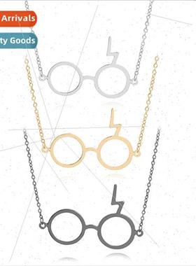 Spectacle frames geek glasses lightning scar alloy necklace