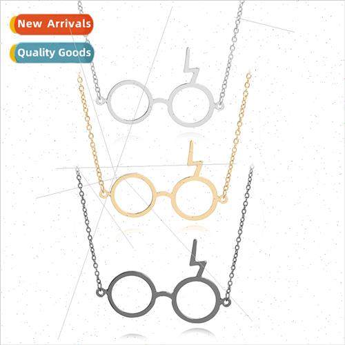 Spectacle frames geek glasses lightning scar alloy necklace