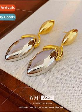 Electroplated Colorblocking Oval Stud Earrings Europe Earrin