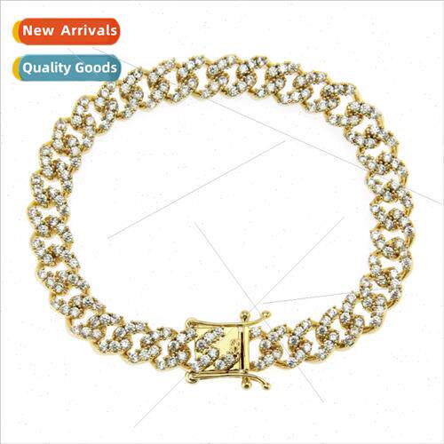 Set Bully Cool Shiny Zirconia Men Women Cuban Chain Bracelet