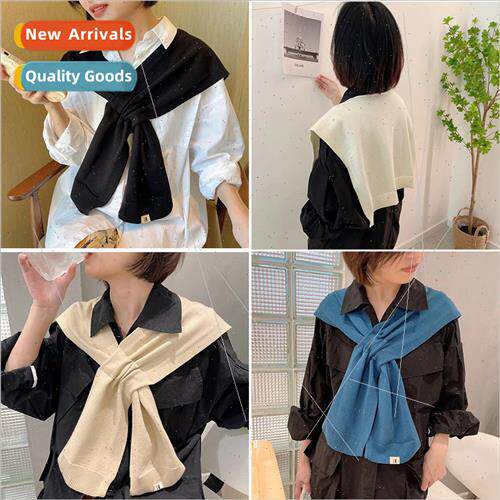 Japanese autumn winter new solid color knted small shawl fem