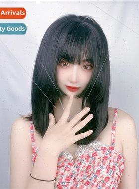 Wig female medium-length hair princess cut Qi bangs collarbo