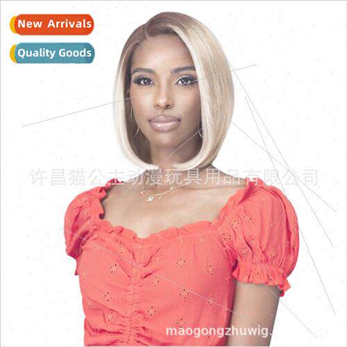 Europe fashion women dye o head short hair black gradient sh