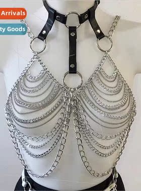 Europe PU leather splicing metal chain jewelry chain shoulde