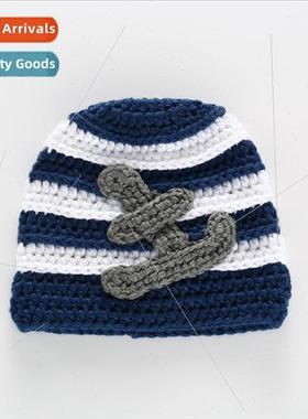 Striped Navy Hat Hand Knit Baby Hat Childrens Peplum Knit Ha