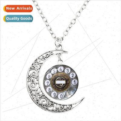 New fashion phonograph moon necklace dome glass pendant hand