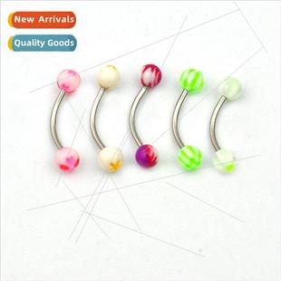 curved bar eyebrow Colorful ring acrylic stud bod