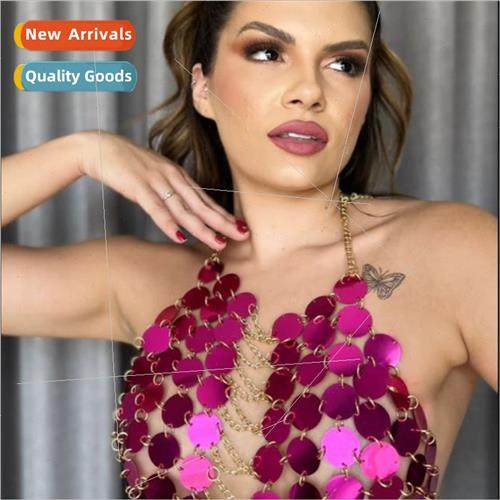 YH3485 Europevest sexy purple flake round sequins splicing n