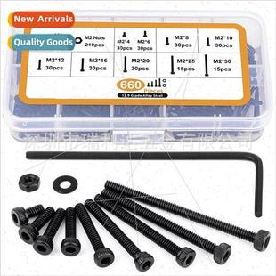 screws flat hexagon nuts set cap head socket black 660pcs