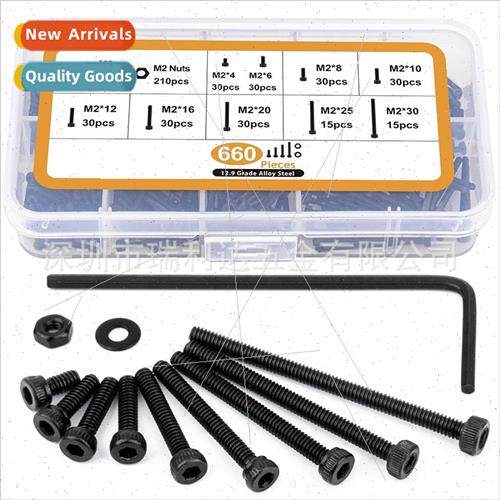 660pcs black hexagon socket head cap screws set wh nuts flat