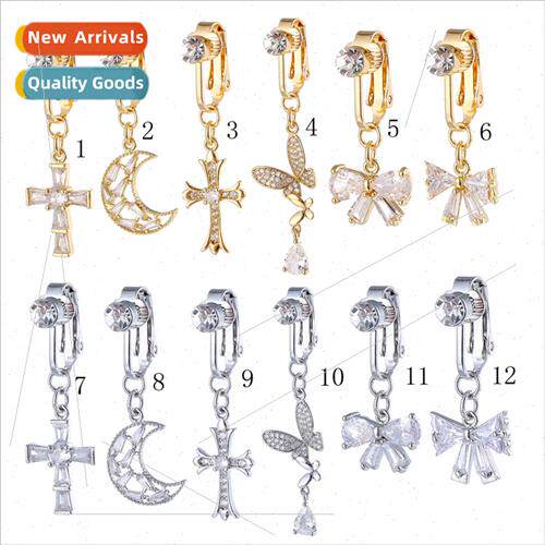 Europe Piercing Jewelry AA Zirconia Cross Butterfly Moon Nav