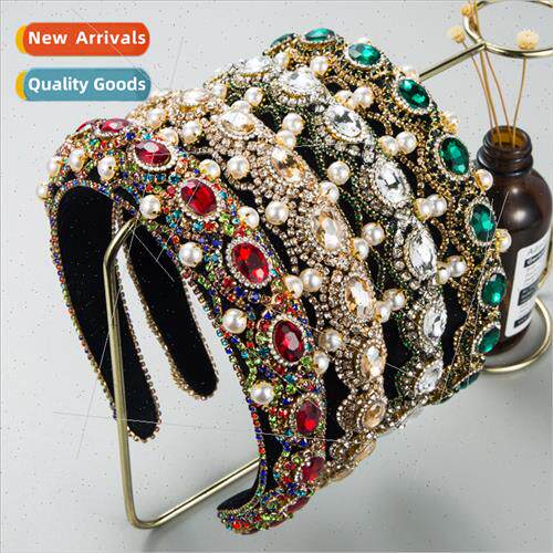 Hair bands 适用women new personalized alloy diamond pearl ve