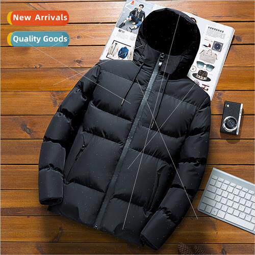 2023 Winter Cotton Jacket Men Korean Slim Solid Color Hooded