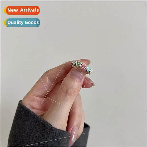 Korea new fashion wild oil drop flower ring female simple re