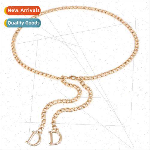 Metal D letter pendant waist chain dress thin belt women ski