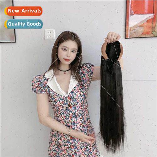 wig female long hair lazy hair band wig black long half head