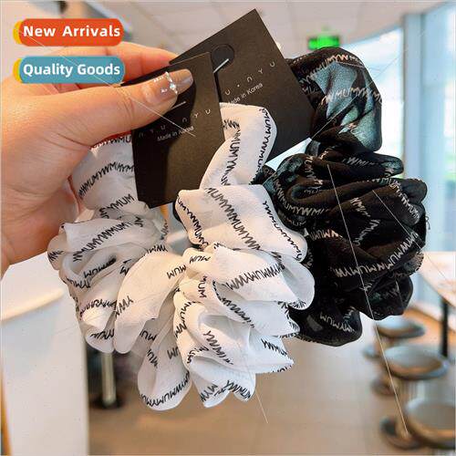 Chiffon printed letters in English large intestine hair band