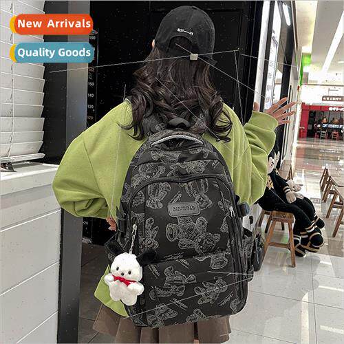 new reflective bear schoolbag college women backpack simple
