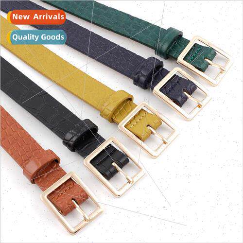 New crocodile print belt female simple popular square jeans