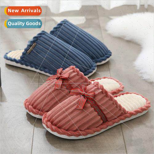Cotton slippers couple home indoor bow home fall winter warm