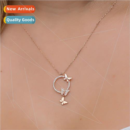 New exquise hundred diamond butterfly circle hollow pendant