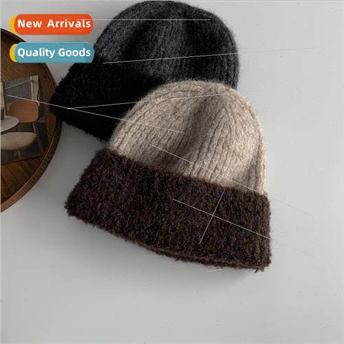 Colorblocking wool cap female autumn winter big head circumf