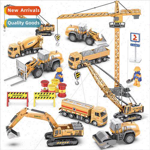 mulation alloy car 1:55 engineering excavator set crane tran