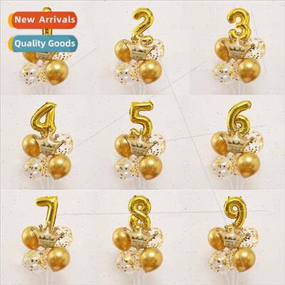 Birthday Decoration Crown Aluminum Foil Numbers Table Float