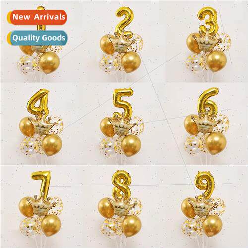 Birthday Decoration Crown Aluminum Foil Numbers Table Float