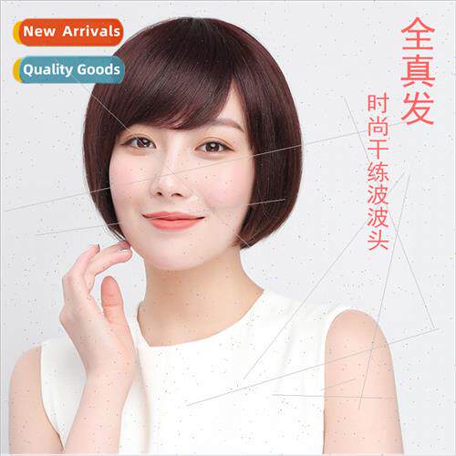 Wig female short hair o head whin buckle real hair bob head