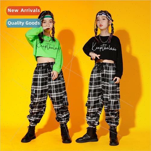 Girls jazz hiphop set dance permance clothes children navel
