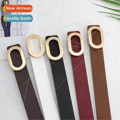 Oval smooth buckle belt female ins decoration jeans work pan
