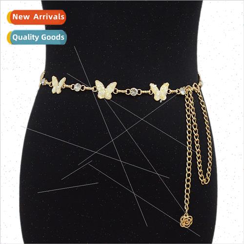 Summer new ladies casual rhinestone inlaid decorative butter