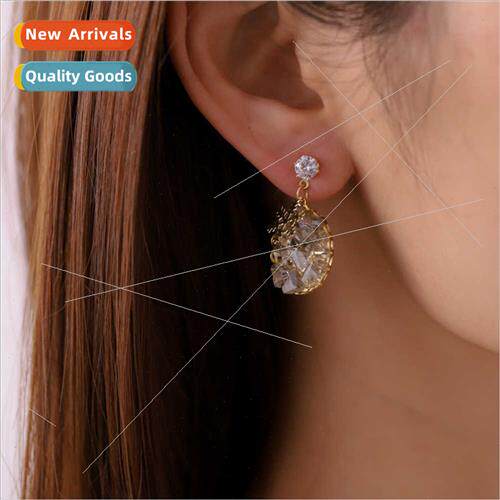 Wind geometric full diamonds metal snowflake earrings nd Eur