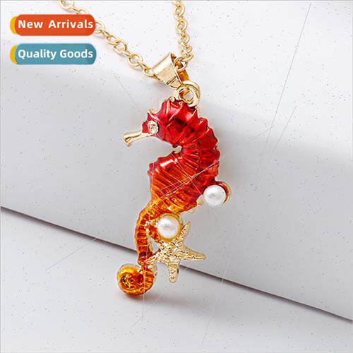 Europe fashion creative new ocean red seahorse starfish pear