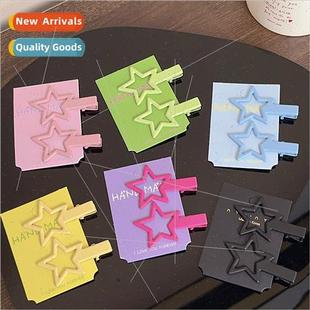y2k star hair clips girl duckbill clip dopamine headdress pe