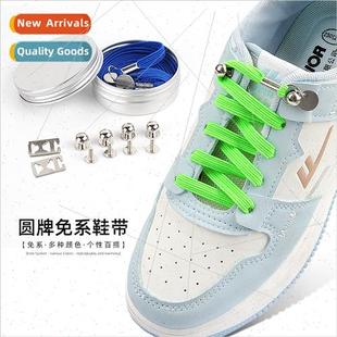 laces creative buckle Elastic round loafer Qiao sign elastic