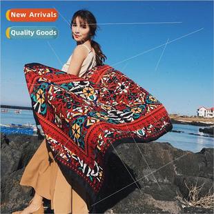 sun shawl female summer summ linen beach cotton Spring scarf