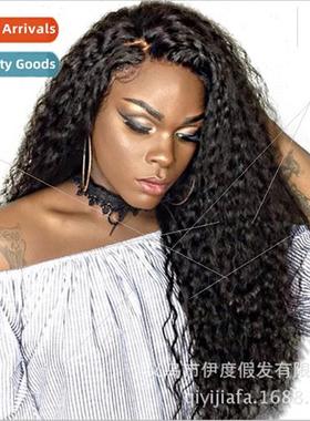 Wig Europe Long Black Small Curly Tube Wrap Exploding Head A