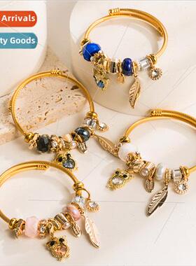 Europe new stainless steel bracelet DIY parrot leaf pendant