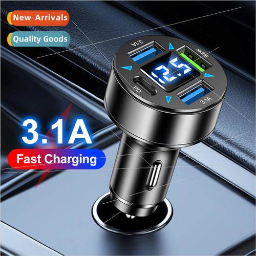 Car charger 3USB + PD digal display super fast charger car c