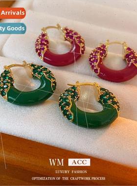 zirconia oil drop round earrings hundred wh ear buckle simpl