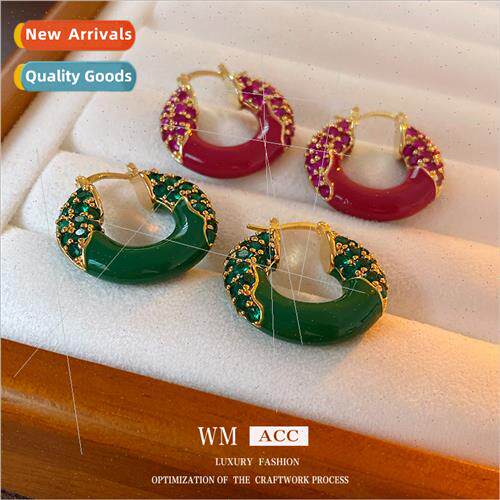 zirconia oil drop round earrings hundred wh ear buckle simpl