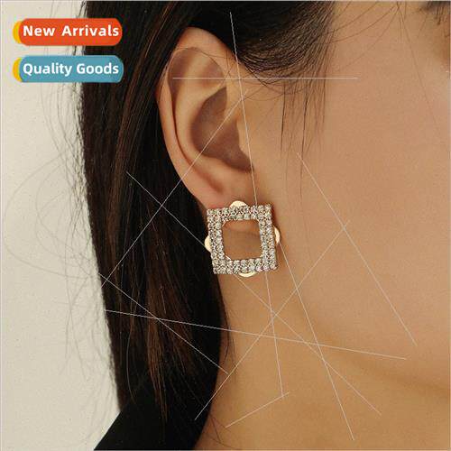 Europe fashion jewelry full diamonds square double layer ear