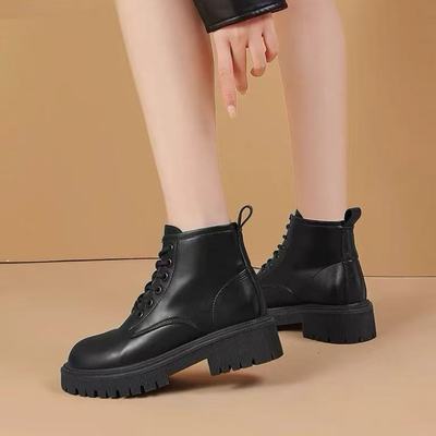 【牛皮+橡胶底】【玲珑珍味】英伦风增高时尚显瘦百搭马丁靴-鱼