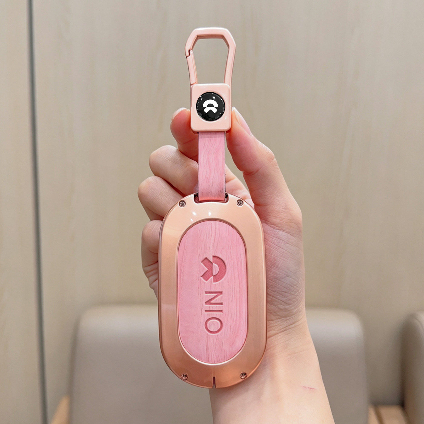适用于蔚来系列钥匙套木纹金属壳