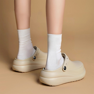 防滑软底勃肯鞋 厨师鞋 半拖鞋 防水厚底增高一脚蹬包头拖时尚 女 女款