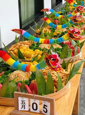 端午节龙舟宴龙船饭摆盘装饰道具