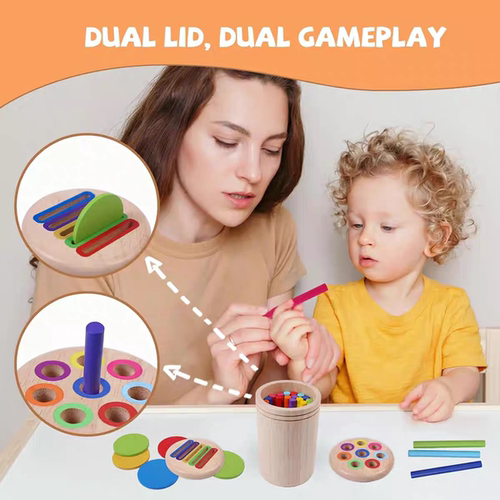 Montessori Color Sorting Bucket wooden Fine Motor Drop Toy