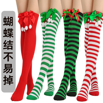 Christmas striped stockings Holiday ball long socks western